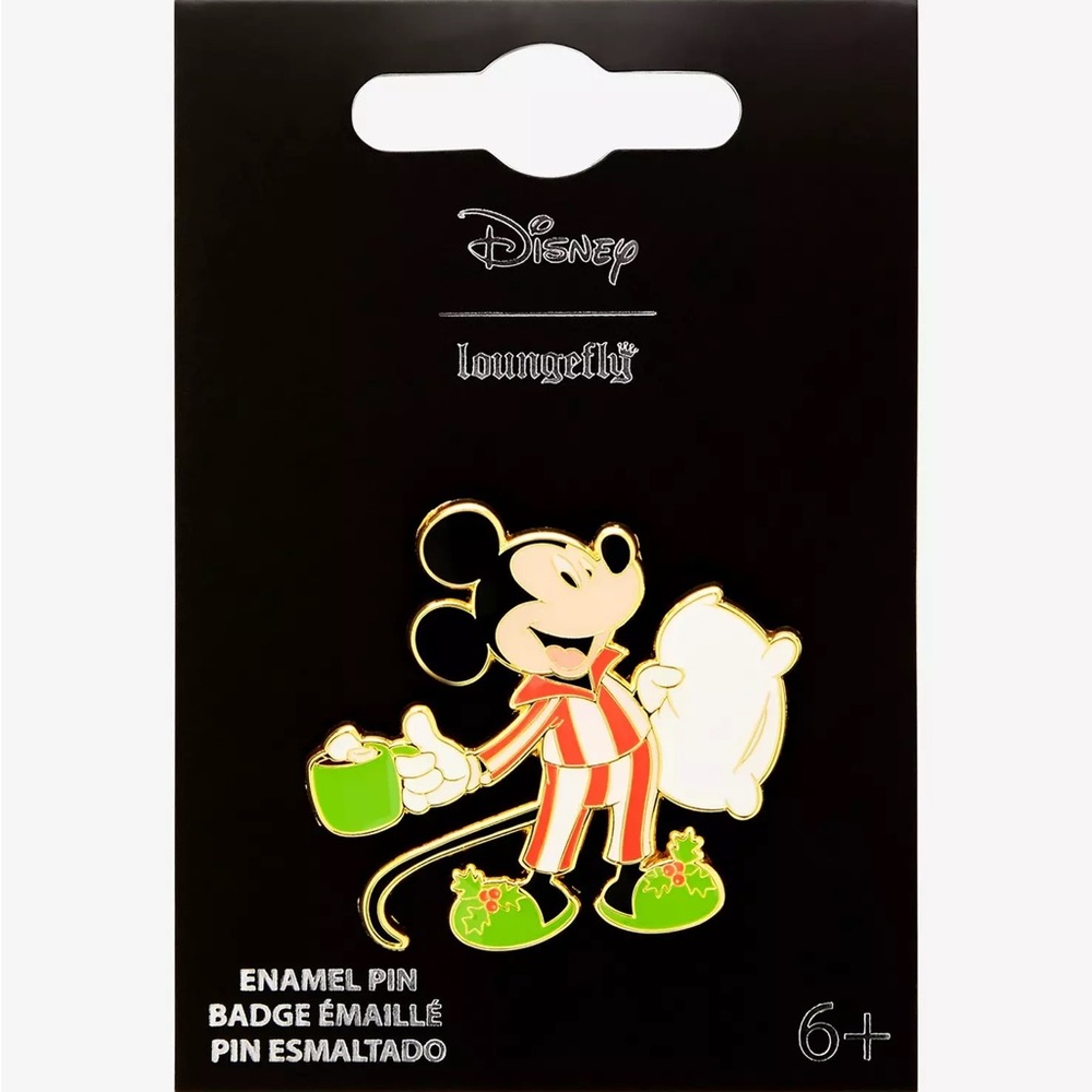 New Loungefly Disney Mickey Mouse Holiday Pajamas Enamel Pin BoxLunch Exclusive